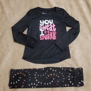 UNDER ARMOUR 2-PIECE ACTIVE CAPRIS AND T-SHIRT, SIZE 4